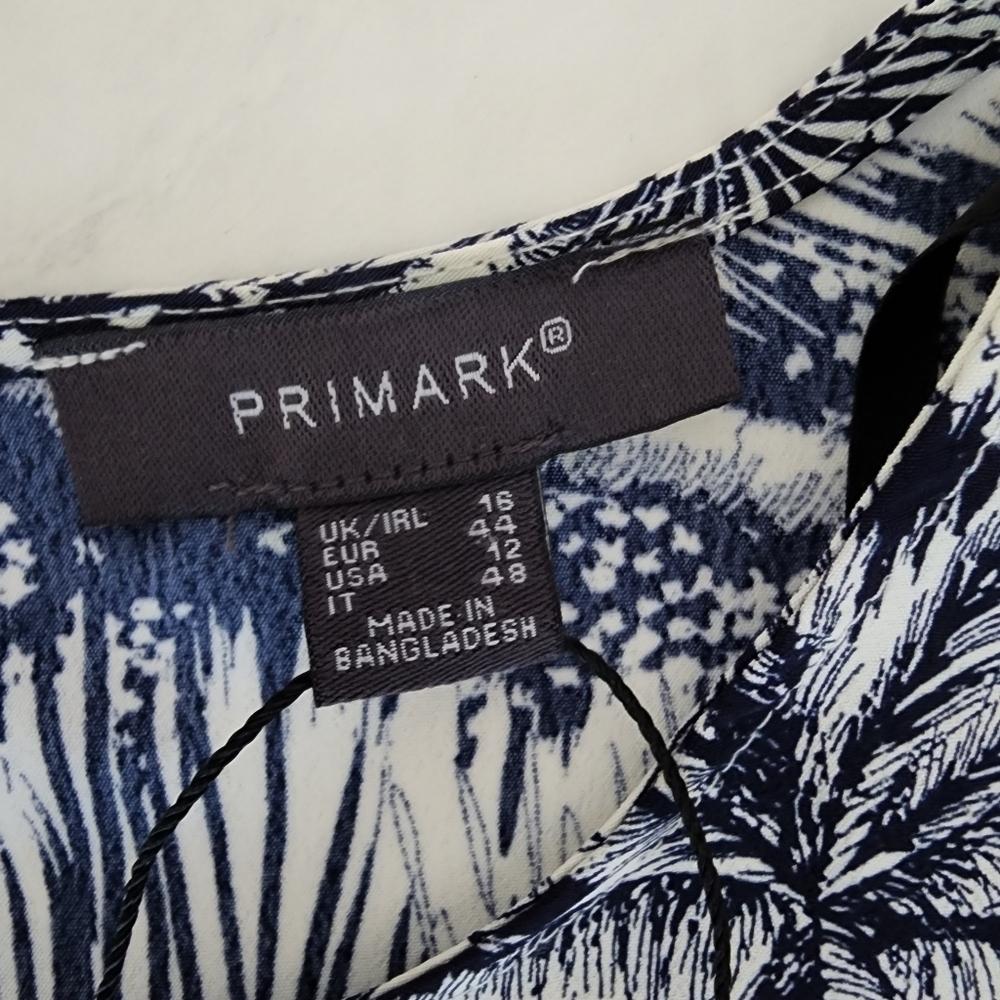 Primark 12 Palm Trees Blue White NWOT - Picture 3 of 11